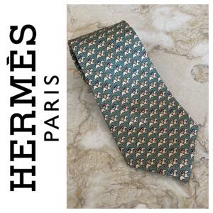 Hermes Jockey 100% Silk Tie